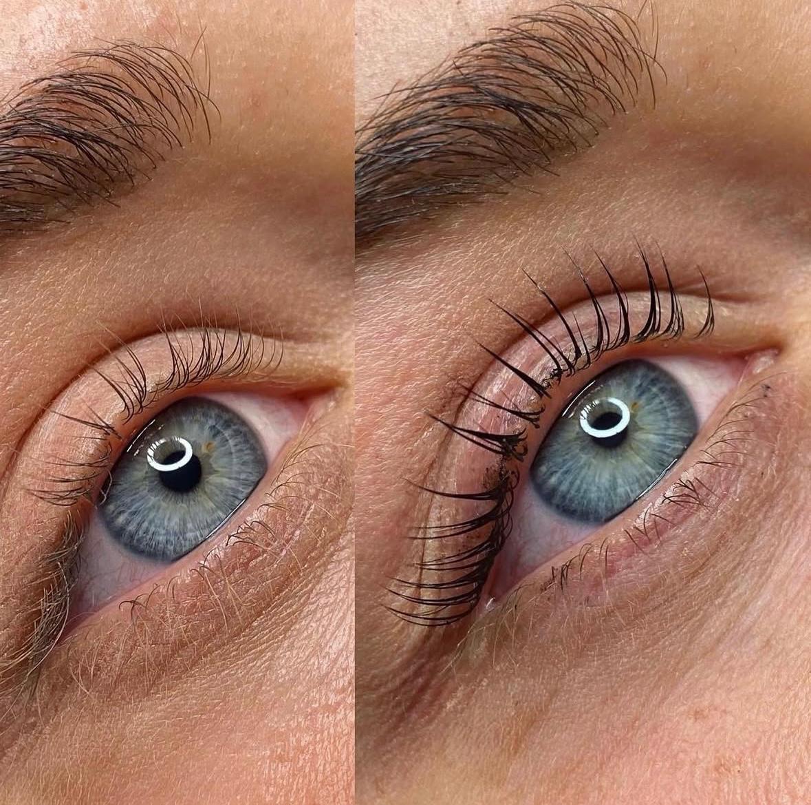 Voor en na een lash lift voor een klant uit Naaldwijk